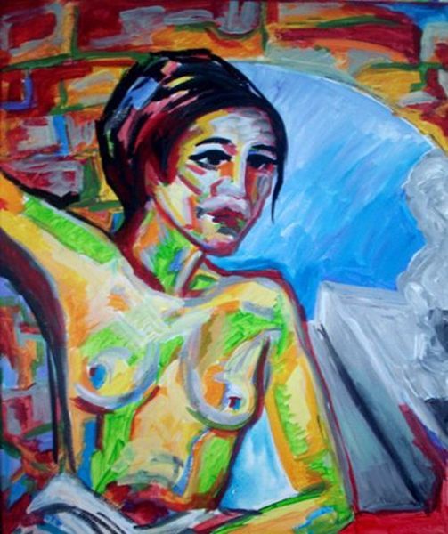 Painting titled "NUDE MARÍA" by Sara Raquel Sarangello, Original Artwork, Acrylic