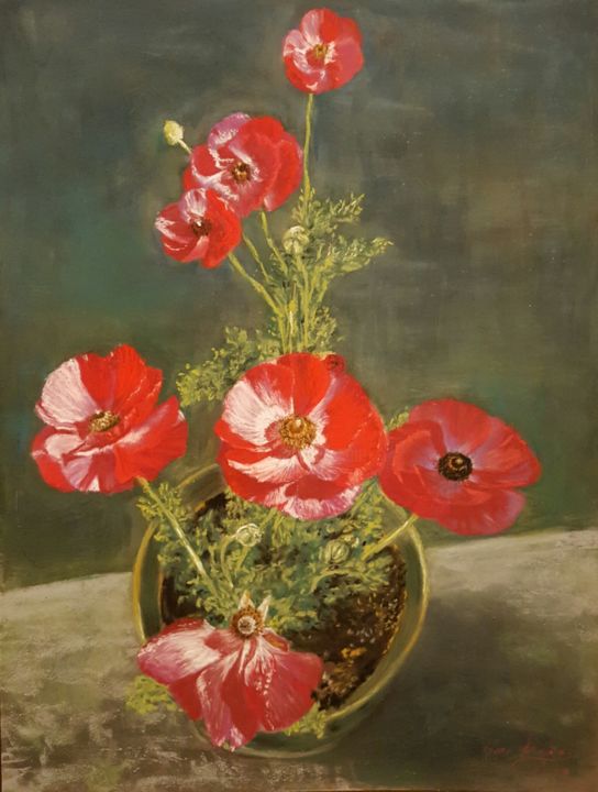 Картина под названием "Flores brilhantes n…" - Sara Araújo, Подлинное произведение искусства, Пастель