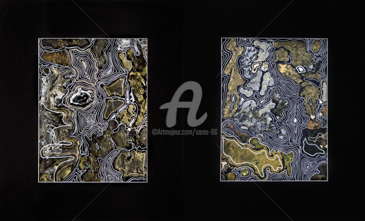 Collagen mit dem Titel "Metamorphoses - dip…" von Svetlana Saratova, Original-Kunstwerk, Collagen