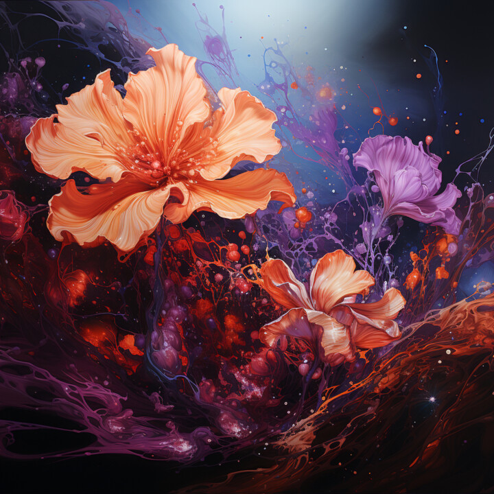 Digital Arts titled "Fancy flowers" by Saras, Original Artwork, Digital Painting
