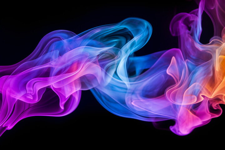 Arte digitale intitolato "Colored smoke on a…" da Saras, Opera d'arte originale, Immagine generata dall'IA