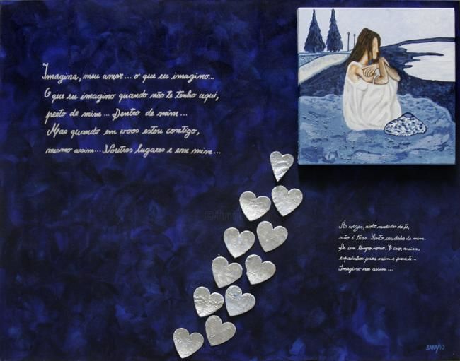 Pintura intitulada "Imagina, meu amor..." por Sara Vieira, Obras de arte originais, Óleo