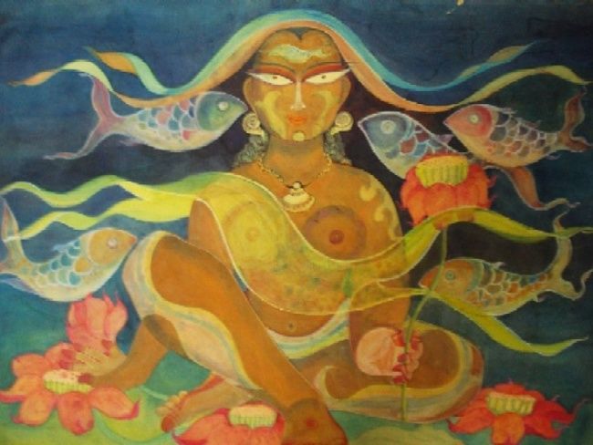 Painting titled "matsa kannya" by Sarbani Dasgupta, Original Artwork