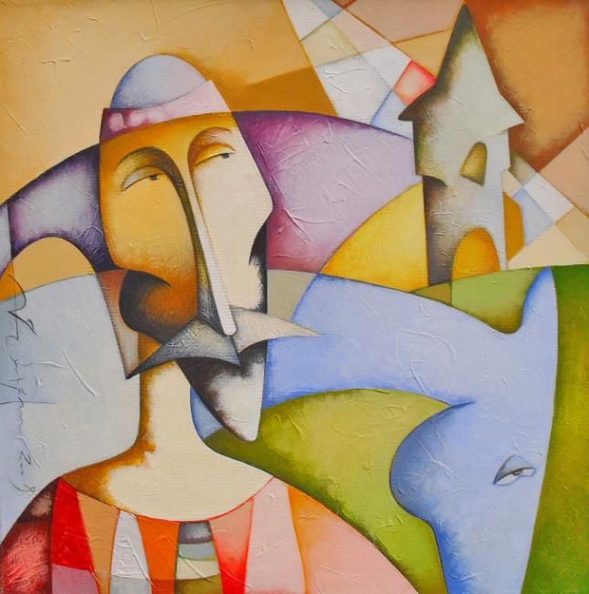 Painting titled "Don Quixote" by Sargis Zakarjan, Original Artwork, Acrylic