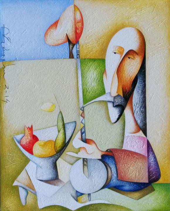 Картина под названием "Musican" - Sargis Zakarjan, Подлинное произведение искусства, Акрил