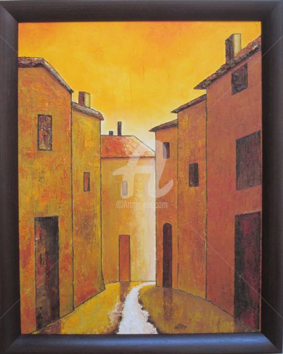 Painting titled "Ruelle" by Sarian, Original Artwork, Oil