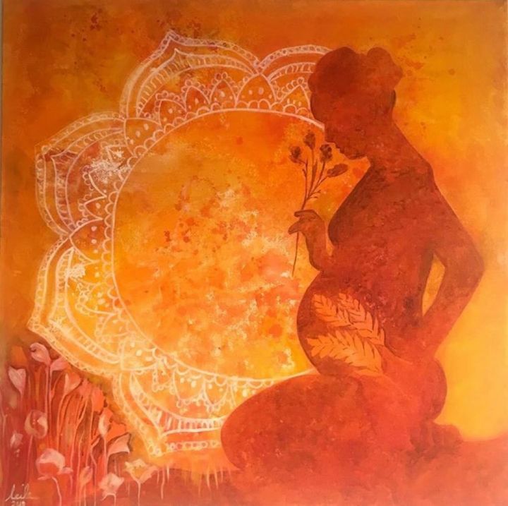 Peinture intitulée "Sun Mother" par Leila Ghahremani, Œuvre d'art originale, Acrylique