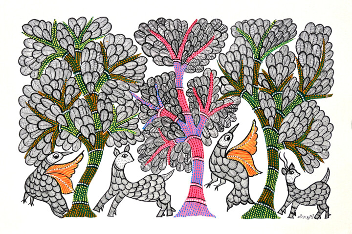 Pittura intitolato "Tree Of Life 5" da Sarita Dhurvey, Opera d'arte originale, Acrilico
