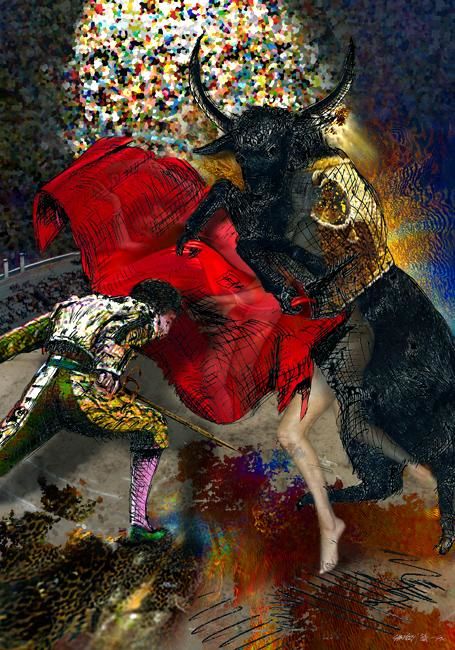 Digital Arts titled "ONE OF THOSE FIGHTS." by Pal Sarkozy Werner Hornung, Original Artwork