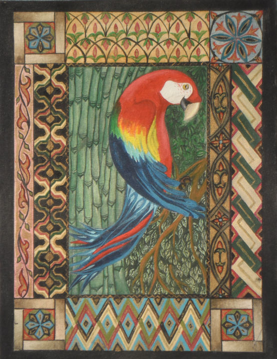 Pintura intitulada "papagaio" por Sarlanga, Obras de arte originais, Óleo