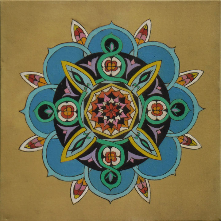 Painting titled "mandala" by Sarlanga, Original Artwork, Oil