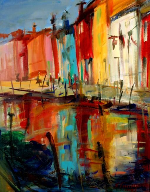 Schilderij getiteld "Burano" door Sarmite Caune, Origineel Kunstwerk