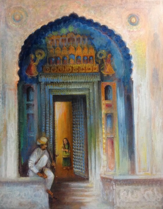 「Nawalgarh....Shekha…」というタイトルの絵画 Sarnjit Singhによって, オリジナルのアートワーク, アクリル