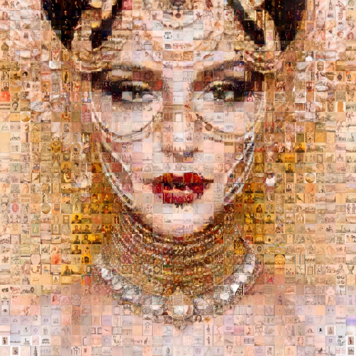 Digital Arts titled "Mosaic Girl 002" by Saro, Original Artwork, Manipulated Photography Mounted on Aluminium