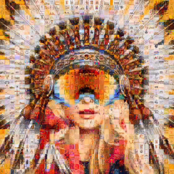 Digital Arts με τίτλο "Mosaic Girl 003" από Saro, Αυθεντικά έργα τέχνης, Ψηφιακό Κολάζ Τοποθετήθηκε στο Αλουμίνιο