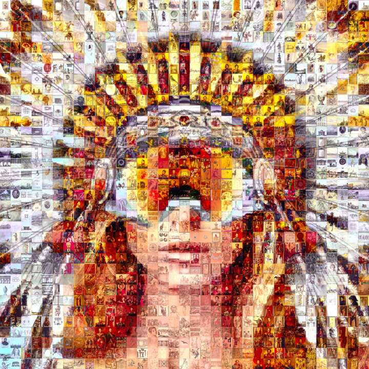 Digital Arts titled "Mosaic Girl 005" by Saro, Original Artwork, Digital Collage