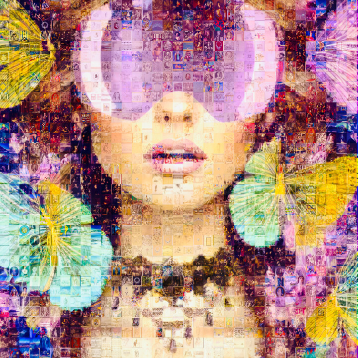 Digitale Kunst getiteld "Mosaic Girl 006" door Saro, Origineel Kunstwerk, Digitale collage