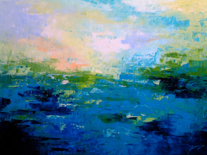 Peinture intitulée "936-15m blue seasca…" par Saroja, Œuvre d'art originale, Huile Monté sur Châssis en bois