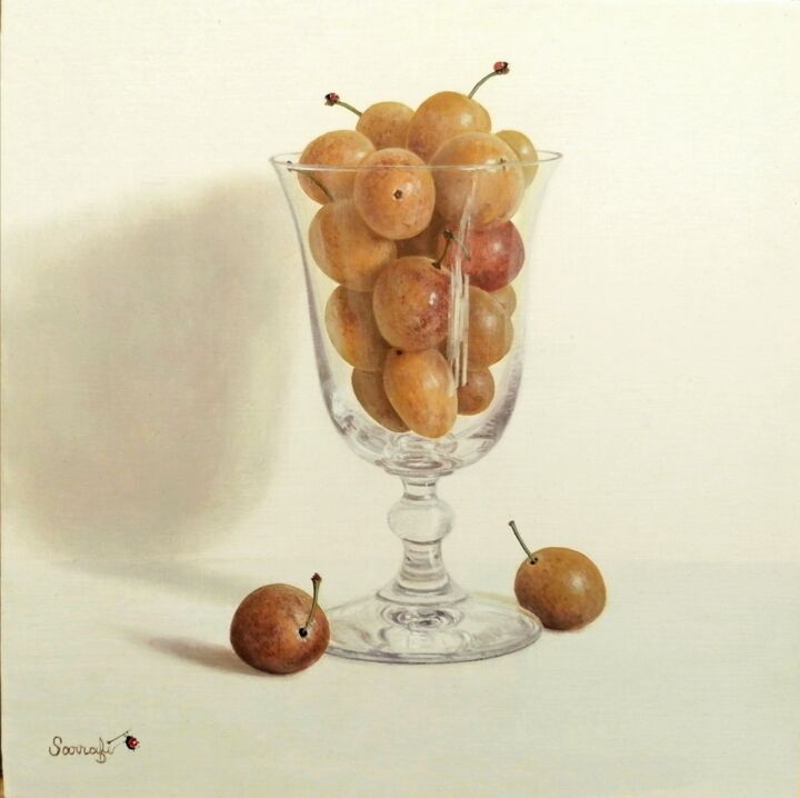 Peinture intitulée "Un verre de mirabel…" par Abdolreza Sarrafi, Œuvre d'art originale, Huile