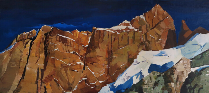 Schilderij getiteld "Mountains" door Sarvar Sulayman, Origineel Kunstwerk, Olie