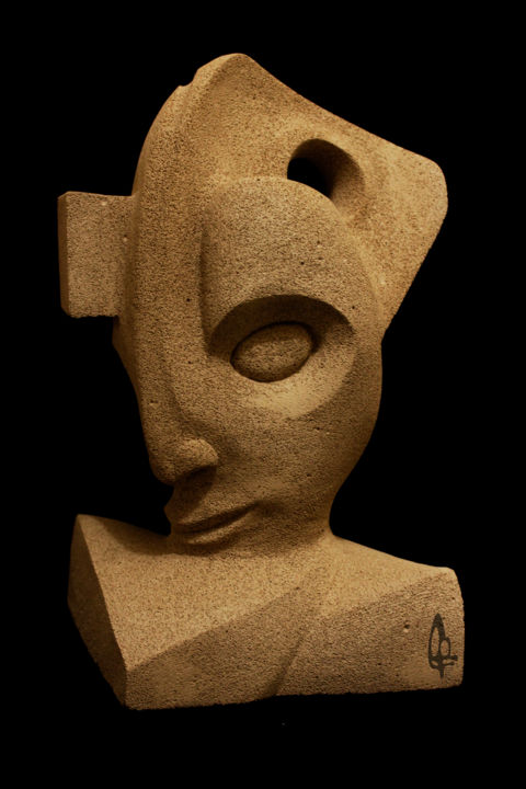 Sculptuur getiteld "tear and smile" door Sarvbon Art Studio, Origineel Kunstwerk, Beton
