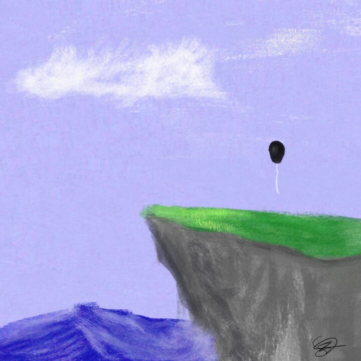 Digitale Kunst mit dem Titel "cliff" von Saša T, Original-Kunstwerk, Kreide