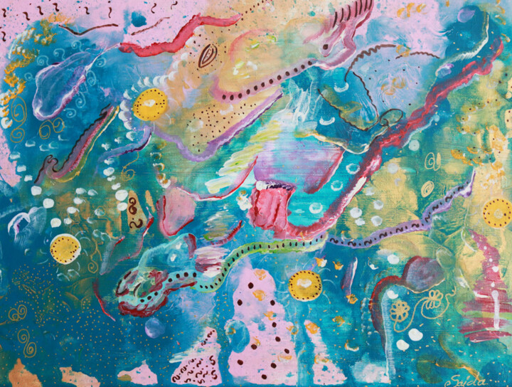 Peinture intitulée "Monde marin" par Sasariri, Œuvre d'art originale, Acrylique