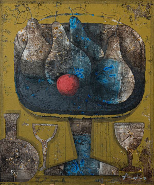 Картина под названием "Still life" - Саша Боб, Подлинное произведение искусства, Масло