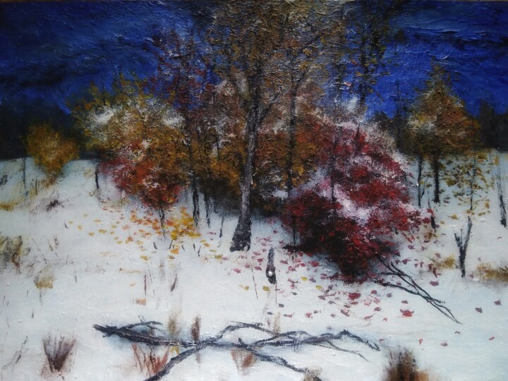 Ζωγραφική με τίτλο "Winter landscape ar…" από Sasha Brisac, Αυθεντικά έργα τέχνης, Ακρυλικό