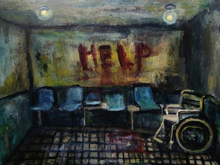 Peinture intitulée "In the hospital" par Sasha Brisac, Œuvre d'art originale, Acrylique