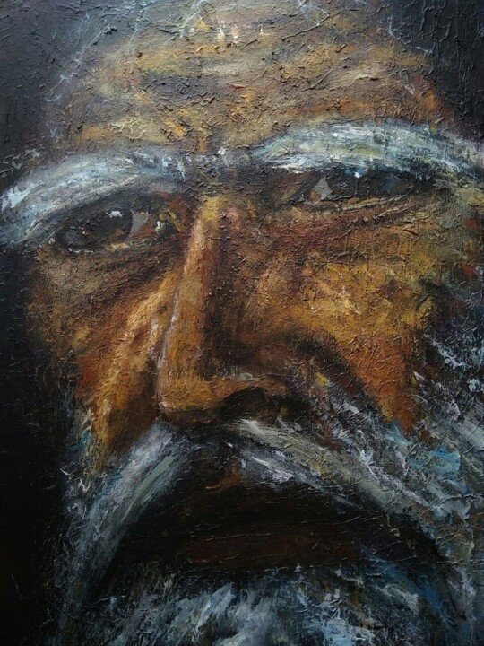 Malerei mit dem Titel "Portrait of an man" von Sasha Brisac, Original-Kunstwerk, Acryl