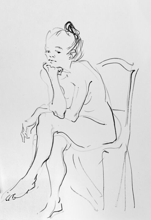 Drawing titled "reflective" by Sasha Kashanskaya, Original Artwork, Ink