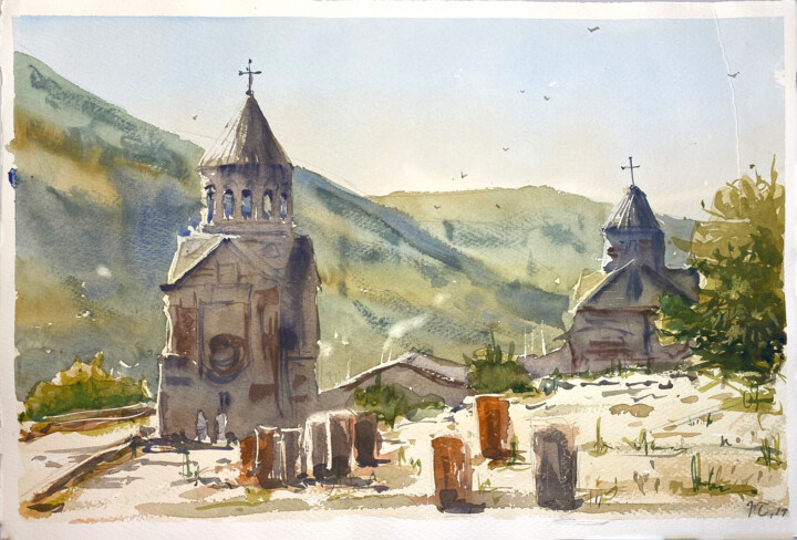 Painting titled "Armenia, Noravank" by Sasha Snegir, Original Artwork, Watercolor