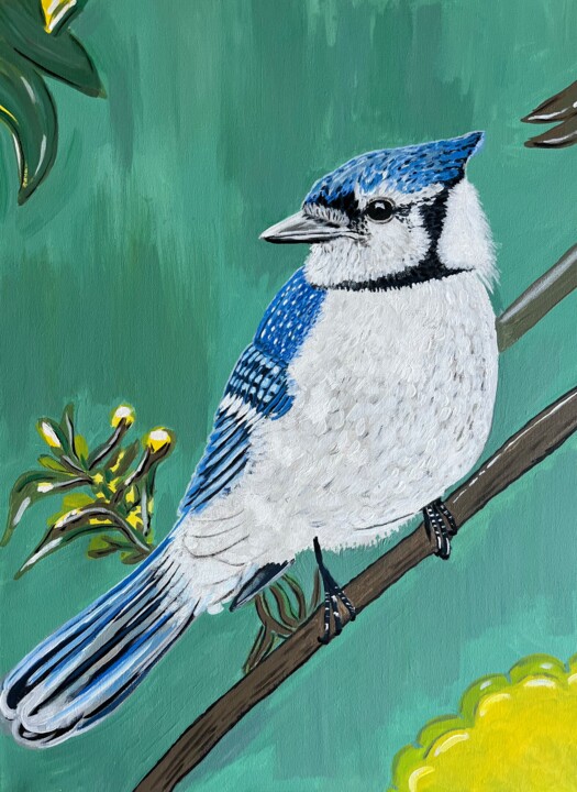 Painting titled "Blue Jay" by Nezabyvaemo, Original Artwork, Acrylic