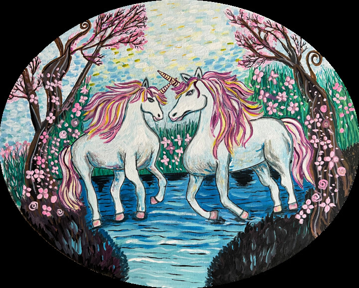 Pintura titulada "Unicorns" por Nezabyvaemo, Obra de arte original, Acrílico