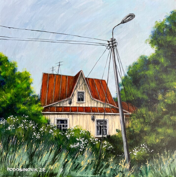 Painting titled "Country house #1" by Aleksandra Podosinovik, Original Artwork, Acrylic