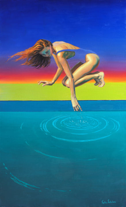Картина под названием "Splash 6" - Sasha Sokolova, Подлинное произведение искусства, Масло