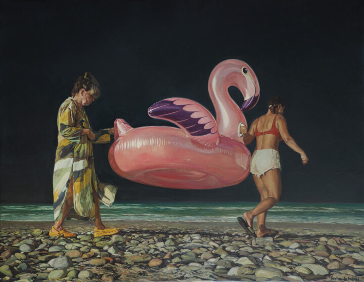 Painting titled "Flamingo" by Sasha Sokolova, Original Artwork, Oil