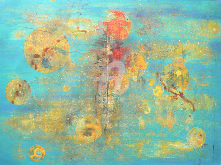 Peinture intitulée "Cosmogonie Bleue" par Saska, Œuvre d'art originale