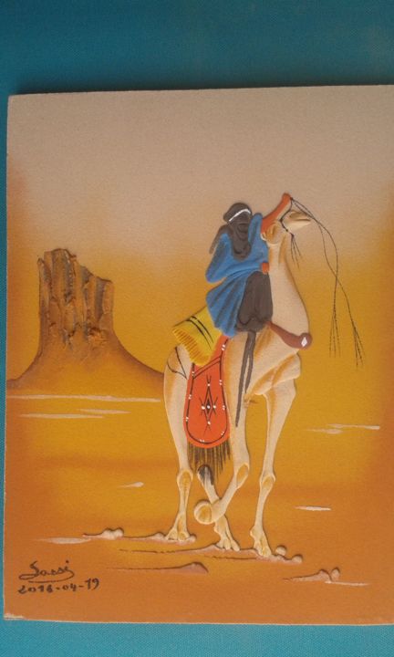 Peinture intitulée "Desert Man" par Sassi Berrichi, Œuvre d'art originale