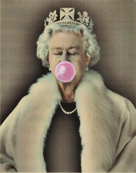 Collages titulada "Bubble Gum Queen" por Sassy Luke, Obra de arte original, Papel