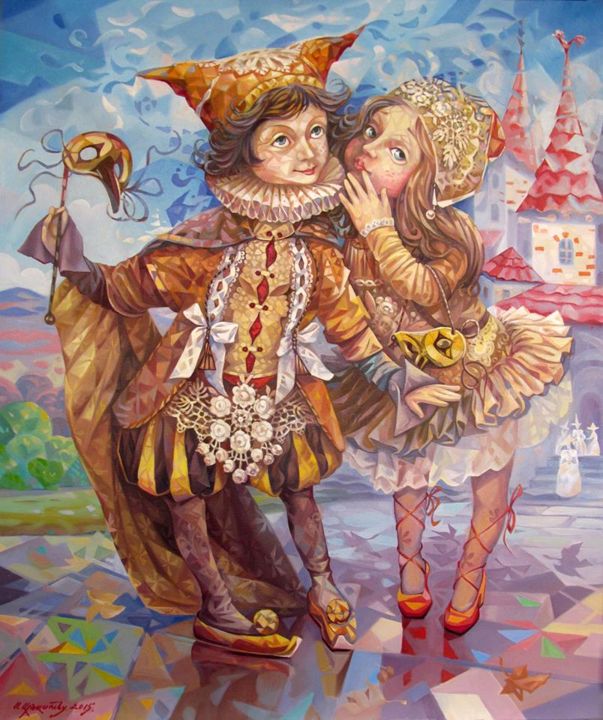 Pintura intitulada "masquerade ball.jpg" por Samvel Atasunts, Obras de arte originais, Óleo