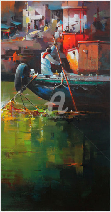 Painting titled "varanasi1.jpg" by Satheesh, Original Artwork, Acrylic