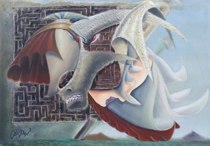 Peinture intitulée "LES FILS D'ARIANE" par Satho, Œuvre d'art originale, Huile