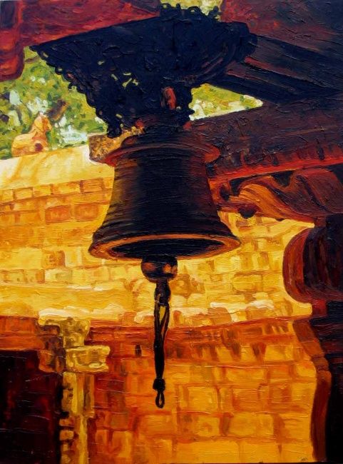 Painting titled "bell" by Sathya Gandhi, Original Artwork