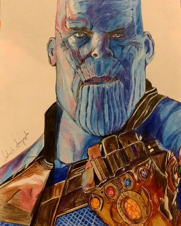 Desenho intitulada "Thanos" por Satwik Sengupta, Obras de arte originais, Tinta