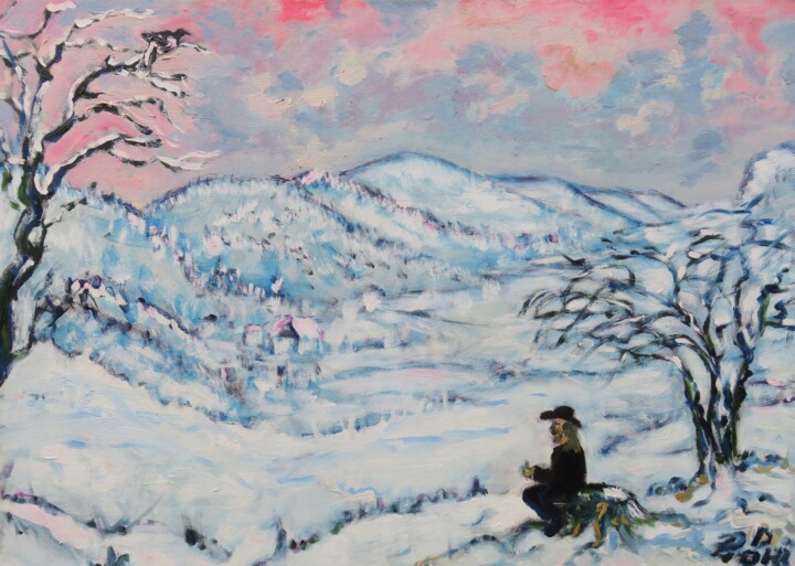 Malerei mit dem Titel ""Winter im Kaufunge…" von Satyam Art, Original-Kunstwerk, Acryl
