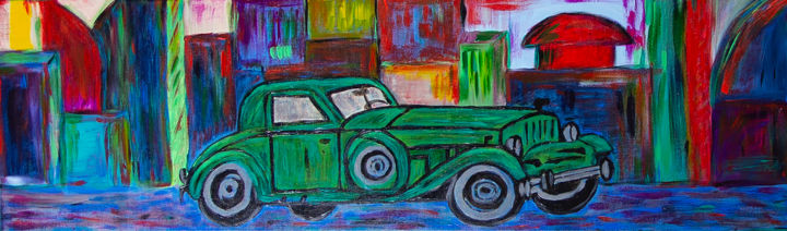 Painting titled "Green-car.jpg" by Irina Stefan, Original Art, Acrylic