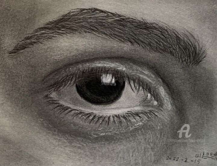 Disegno intitolato "Eye 2" da Saud Ali Alassaf, Opera d'arte originale, Matita