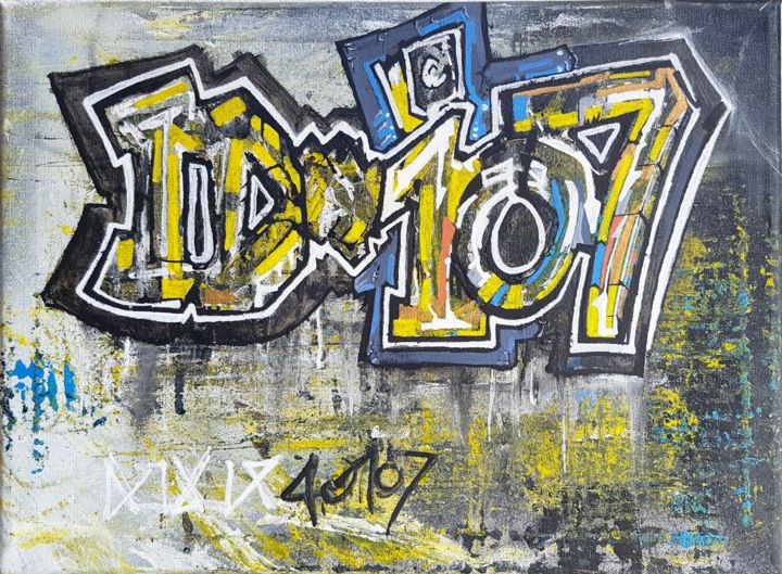 Painting titled "ID-107" by Koyot 40107, Original Artwork, Acrylic Mounted on Wood Stretcher frame